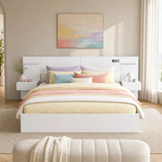 LETTO 180x200 cm in MDF bianco con 2 comodini