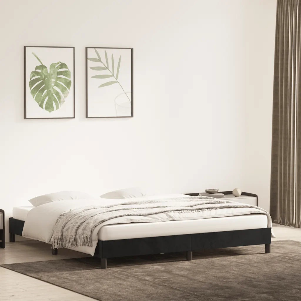 Letto matrimoniale | Letto per adulti | Giroletto senza Materasso Nero 180x210 cm in Velluto