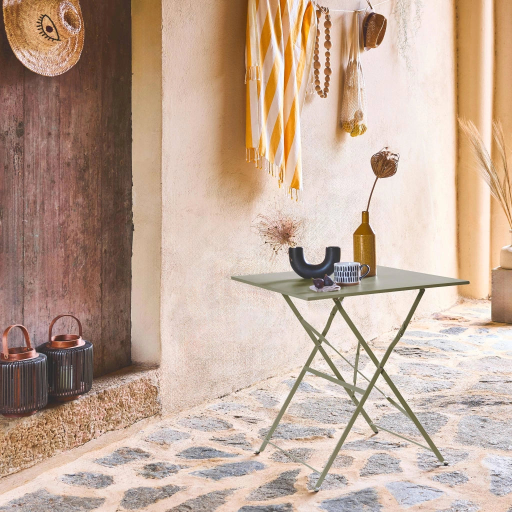 Tavolo da giardino pieghevole in acciaio, 2 posti, 70cm, verde grigio