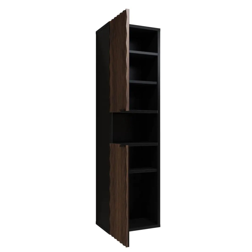 Set di 3 mobili da bagno KING – Rovere scuro e nero - 60 cm