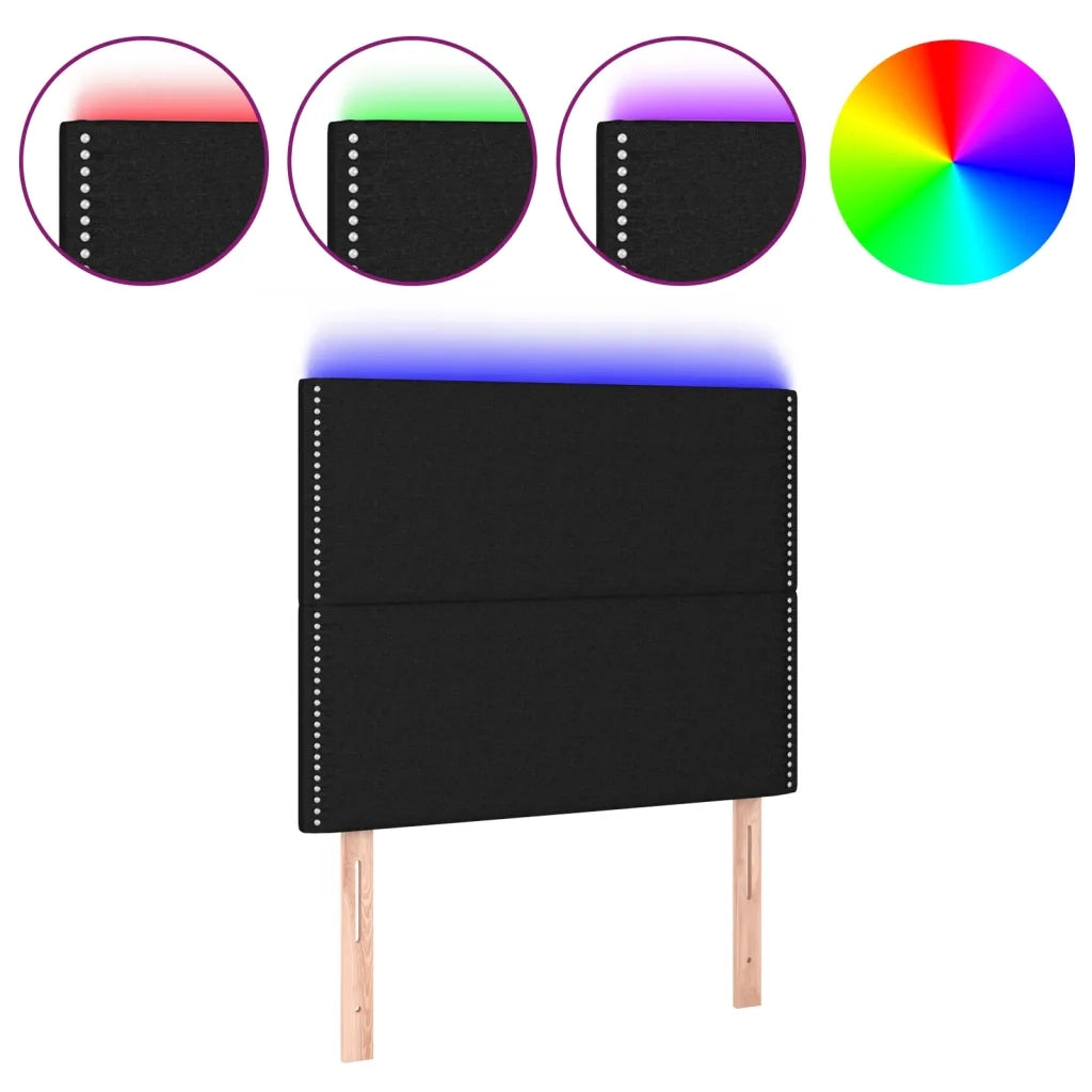 Testiera a LED-Testata con LED nero 90x5x118/128 cm in Tessuto 923353