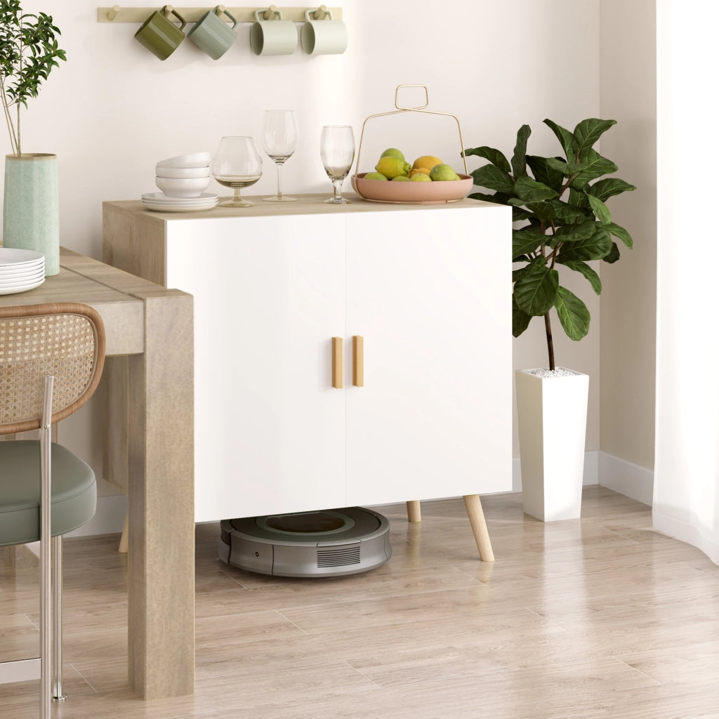 Mobile Multiuso Salvaspazio ¨C Xylo ¨C Legno Bianco e Rovere, 76x41.2x74 cm