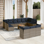 Set Divani da Giardino 14pz con Cuscini in Polyrattan Grigio 3256257