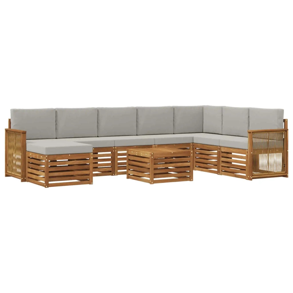 Set di divani da esterno 7 pz Naturale e Grigio Chiaro 3384747