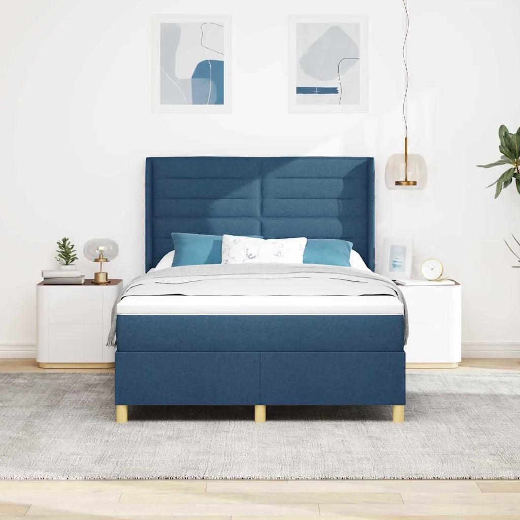 Letto a molle con strisce LED Blu 140 x 200 cm Tessuto 3343636