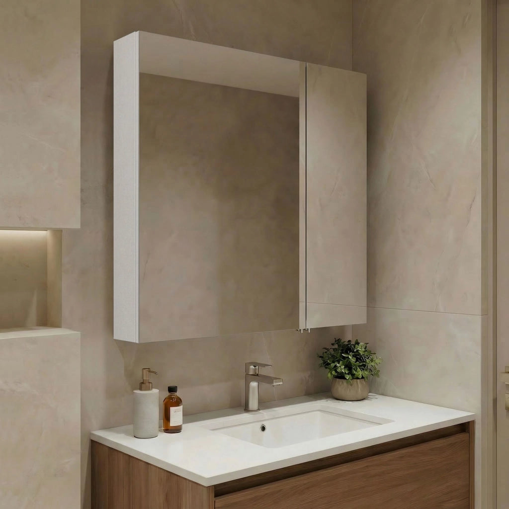Mobile da bagno con specchio "Nuvola 60 v2" - 66 x 16 x 60 cm - Bianco