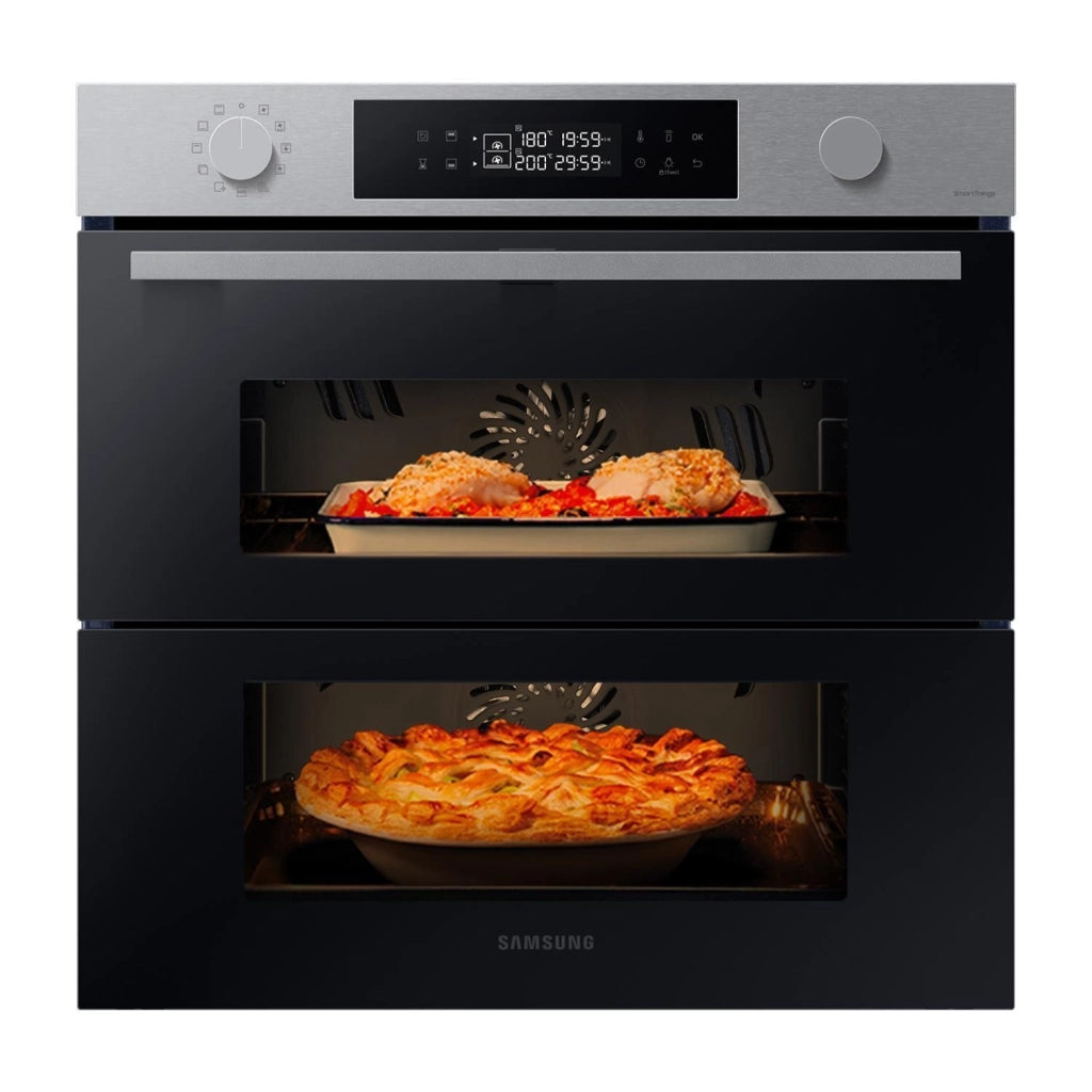 Samsung NV7B45403BS Dual Cook Flex Serie 4 Forno da incasso Elettrico 76 L Classe A+ Dual Cook Vapore Air Sous Vide Wi-Fi 40 programmi (60x60x57 cm) colore Inox