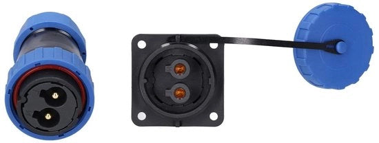 Connettori aeree idroresistenti IP68 2/3/4 pin 250V 45A - Quadrati 4 fori - Maschio e femmina - Per applicazioni aeree