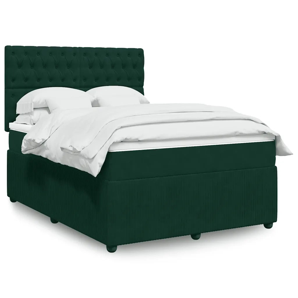 Giroletto a Molle con Materasso Verde Scuro 140x200 cm Velluto