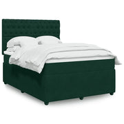 Giroletto a Molle con Materasso Verde Scuro 140x200 cm Velluto
