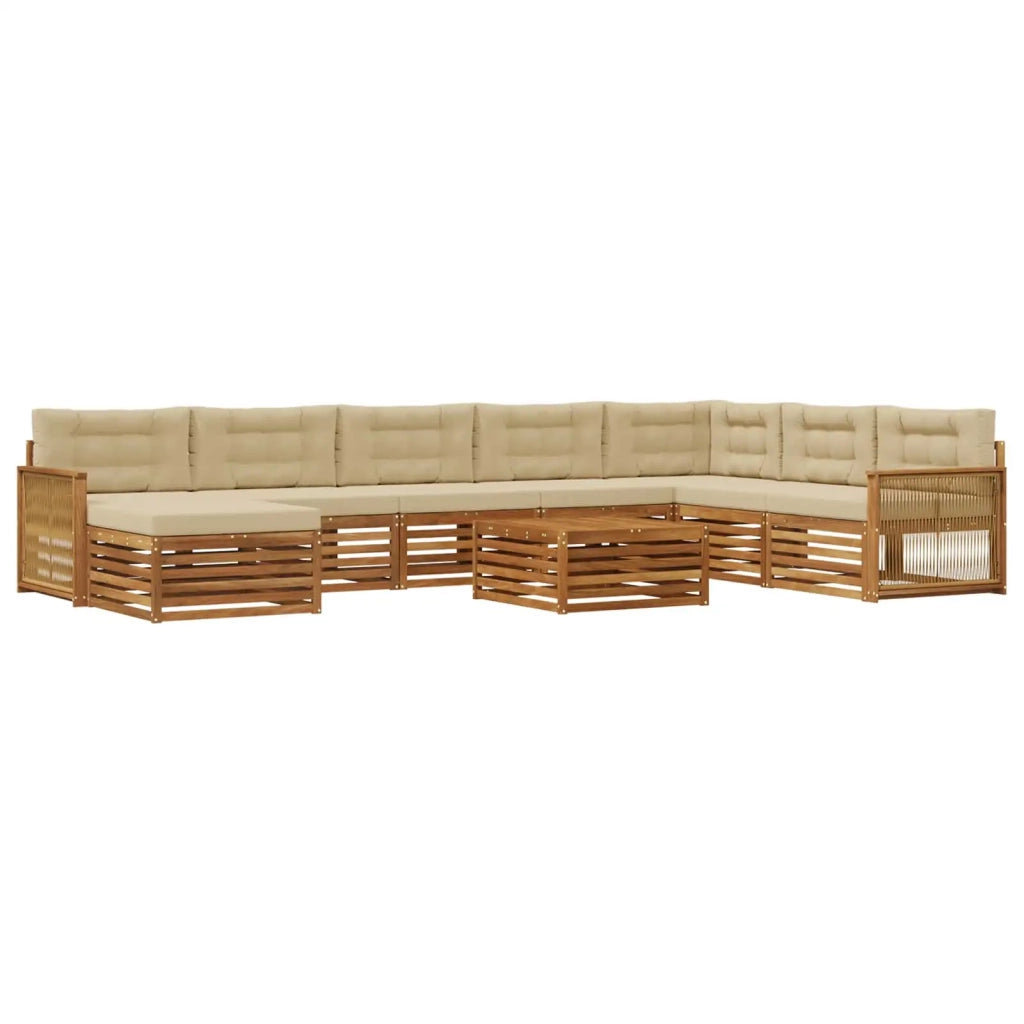 Set di divani da esterno con cuscino 9 pcs Naturale e Beige 3383751