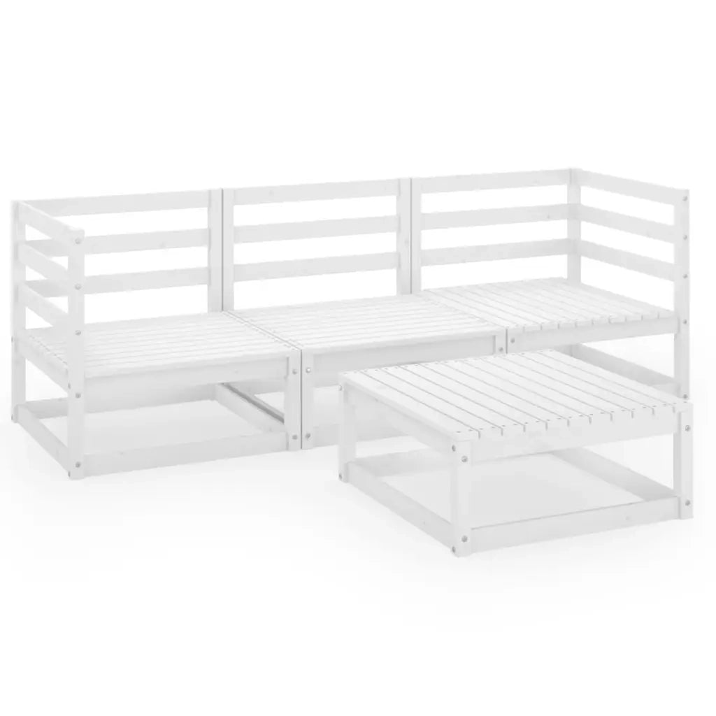 Set Divani da Giardino 4 pz Bianco in Legno Massello di Pino 3075325
