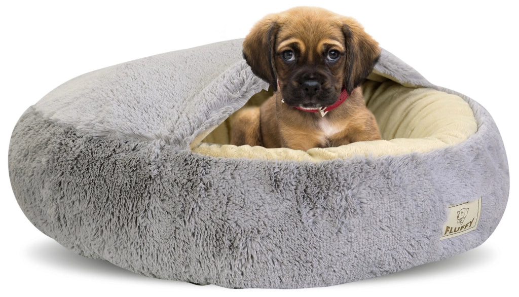 AIO FACTORY 60 cm FLUFFY Letto per cani grigio chiaro Cuscino impermeabile per cani