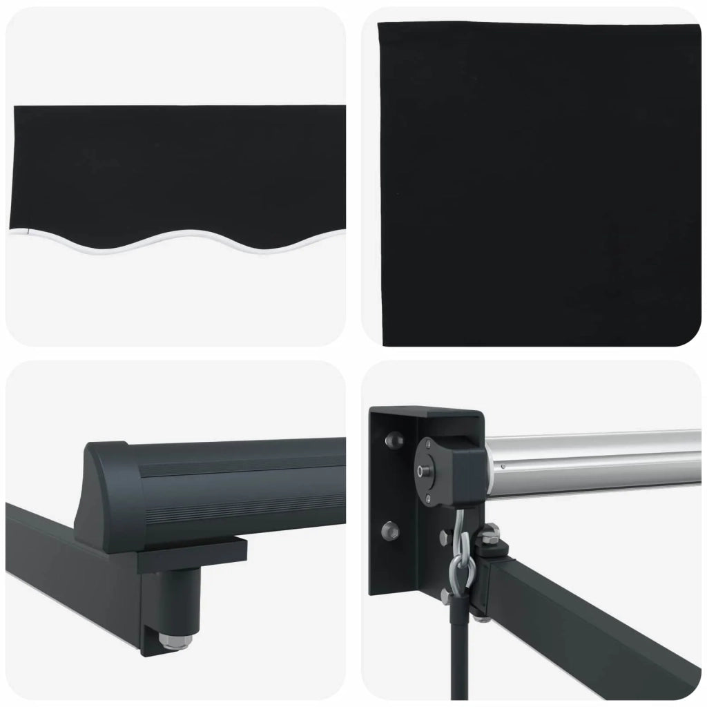 Tenda retrattile manuale con LED Nero e antracite 3,5 x 2,5 m 3419448