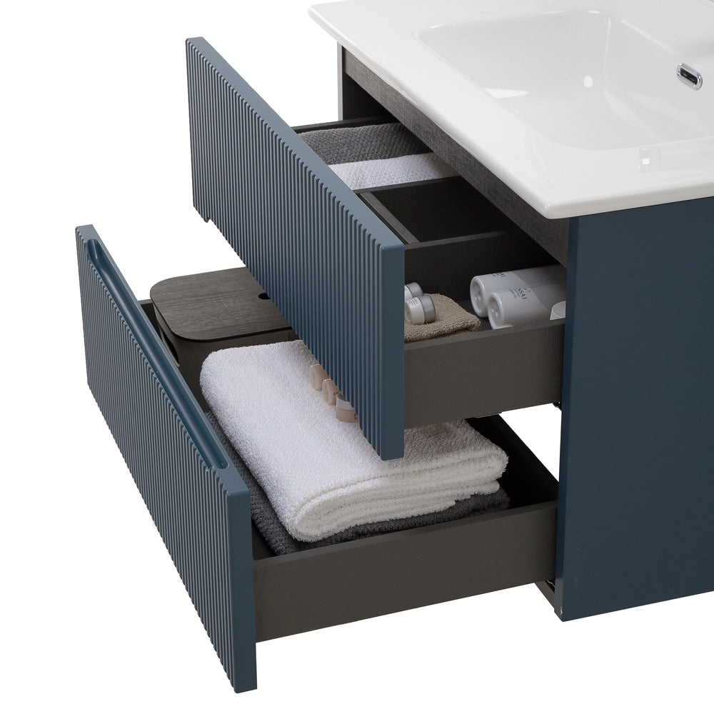 Mobile bagno sospeso 70 cm blu petrolio cannettato Bali