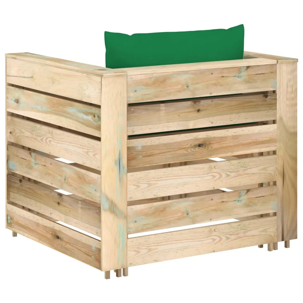 Set Salotto da Giardino 2 pz con Cuscini Legno Impregnato Verde 3074536