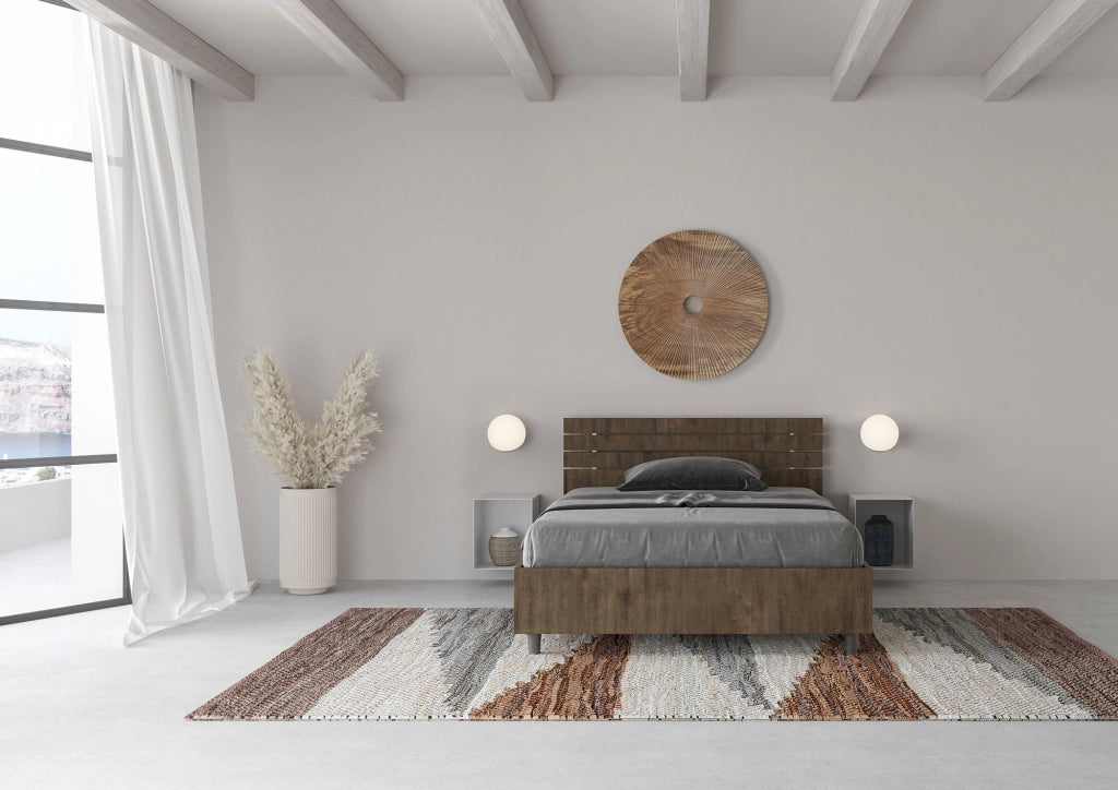 BS COM Letto una piazza e mezza con rete 120x190 testata inclinata con doghe noce