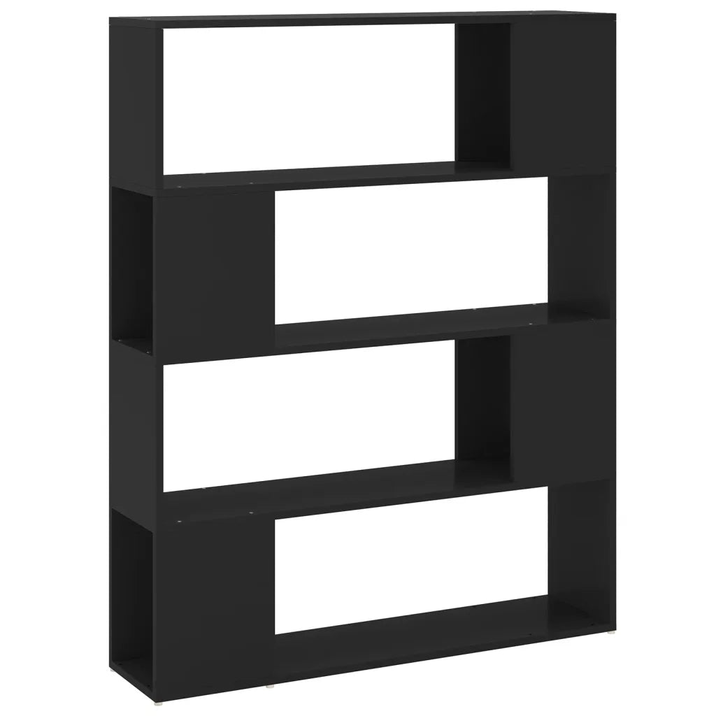 Libreria Divisorio-Scaffale per Libri-Mobile di Stoccaggio Nero 100x24x124 cm
