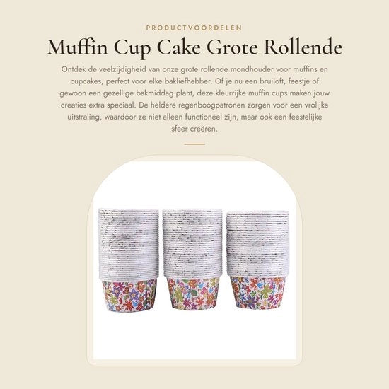 Accessori per forno - Cupcake - 100 pezzi - Supporto rotolante - Disegno arcobaleno - Accessori da forno - Alta qualità - Forme a cupcake