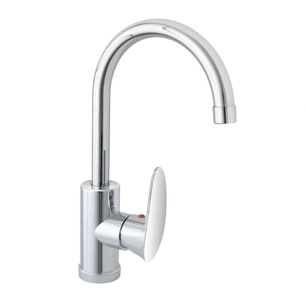 Lavatoio in resina 60x34 bianco con miscelatore a canna alta inox e scarico incluso