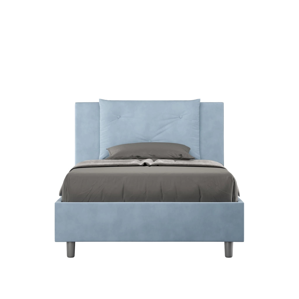 BS COM Letto una piazza e mezza contenitore imbottito 120x200 microfibra azzurro