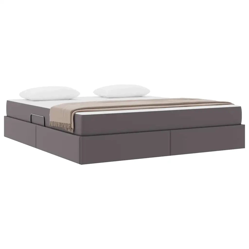 Letto con contenitore e materasso 2 pcs Grigio Pelle 3399618