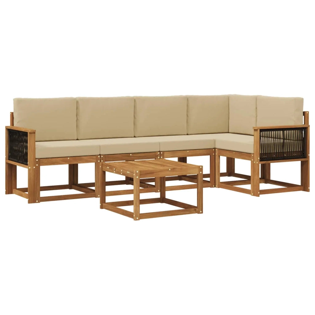 Set di divani da esterno con cuscino 6 pcs Naturale e Beige 3385234