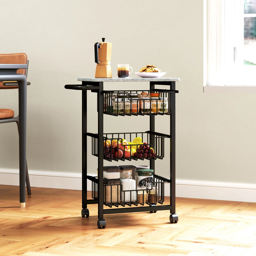 Carrello da cucina 3 livelli ¨C Minimal ¨C acciaio, ruote