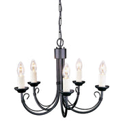 Lampadario rustico nero in metallo Chartwell 5xE14 Elstead
