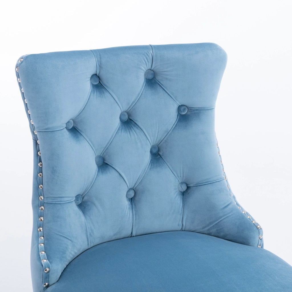 Sgabelli da Bar in Velluto con Gambe in Legno ¨C MINIMAL ¨C Set 2 Pezzi, Azzurro Chiaro
