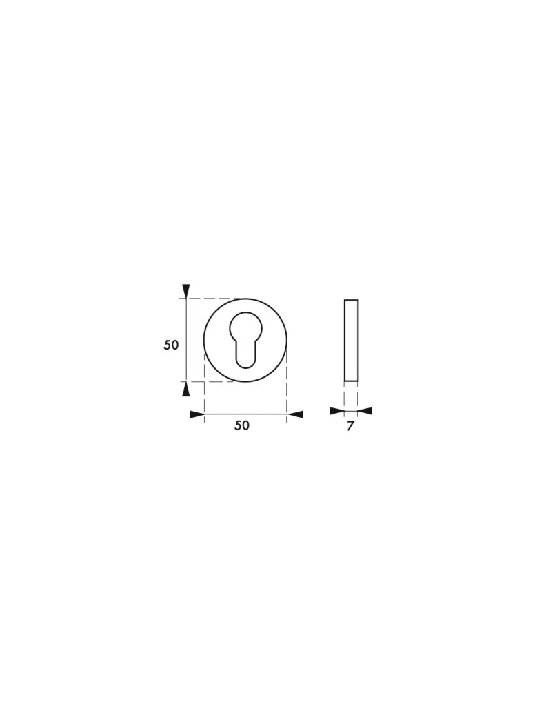 Coppia di rosette CANOPEE/LADA Ø 50 mm con foro cilindro, finitura argento F1 – THIRARD