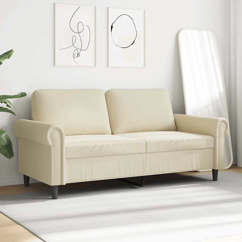 Divano a 2 Posti Crema 140 cm in Similpelle 359505