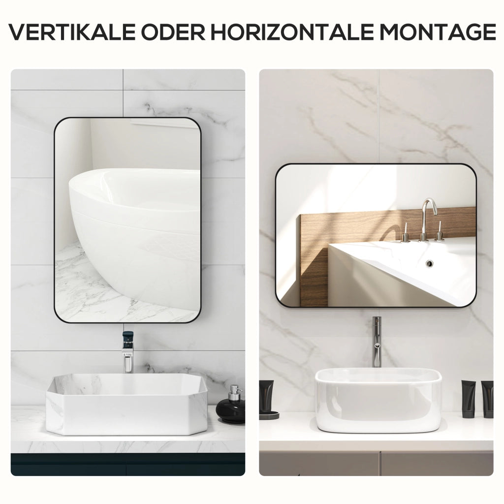 Specchio da Bagno con Cornice in Metallo ¨C Xylo ¨C Nero 50x70 cm