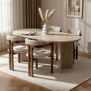 Noharoha, set Tavolo e Sedie 6 Posti, Beige Marmo