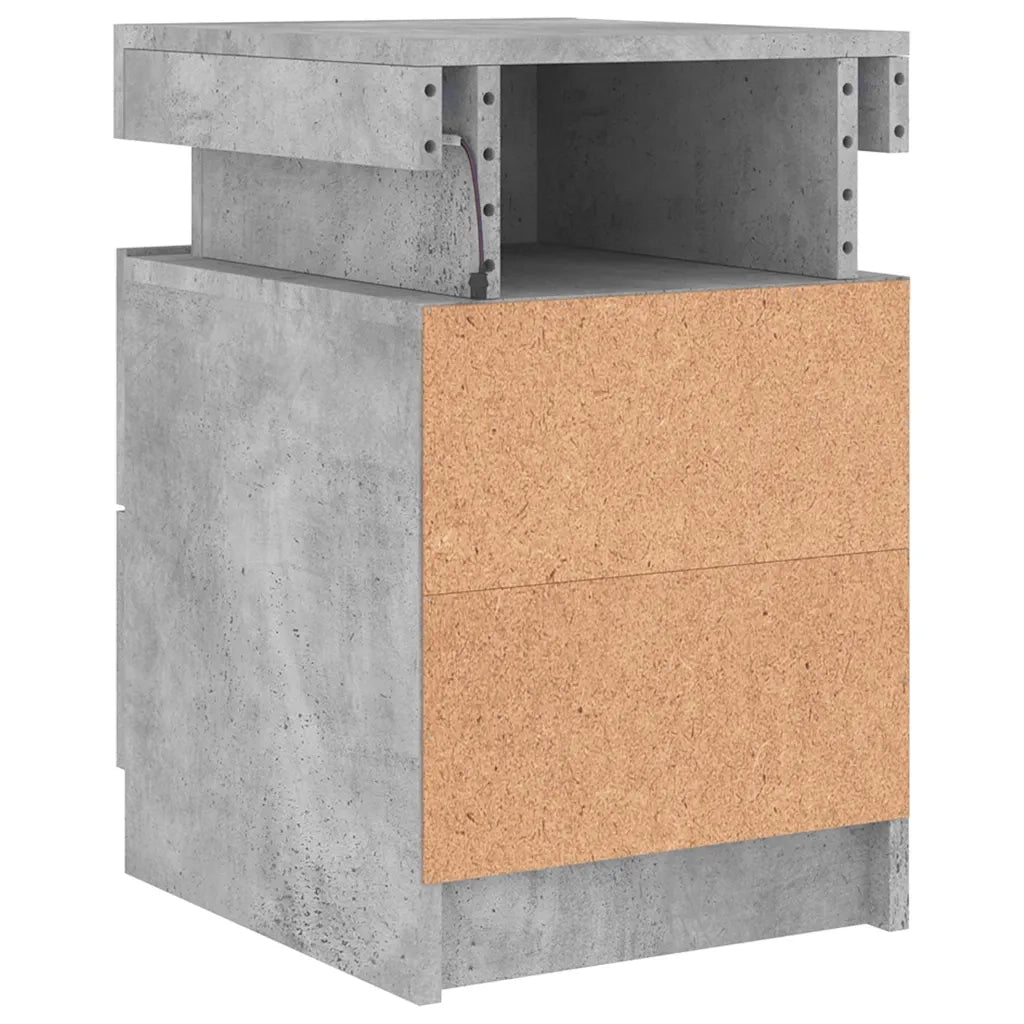 Comodini con Luci LED 2pz Grigio Cemento 35x39x55 cm 836756