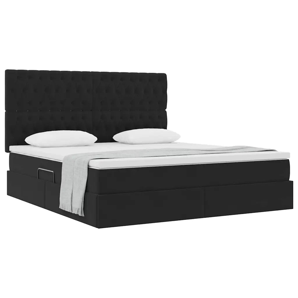 Letto con contenitore e materasso Nero 180 x 200 cm Velluto