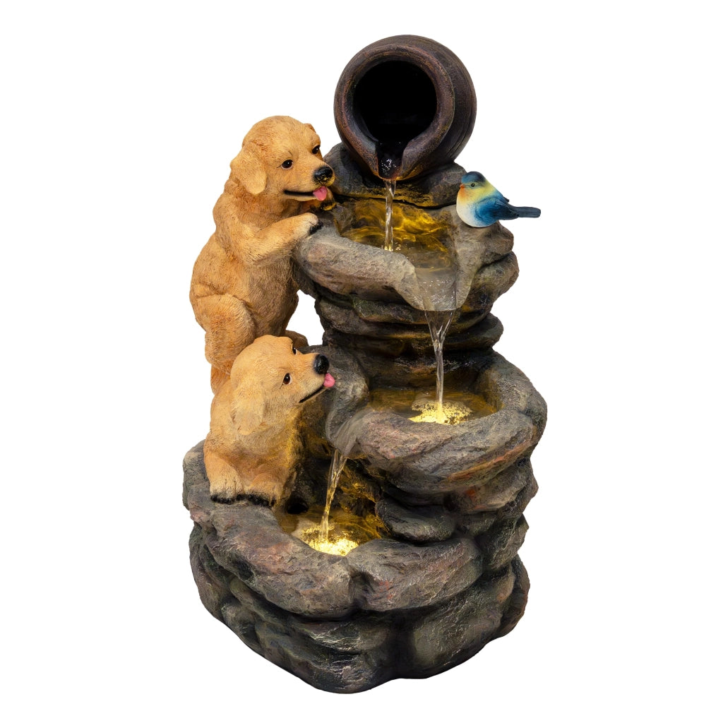 Fontana da Giardino Elettrica con LED e Cascata – Canine Creek