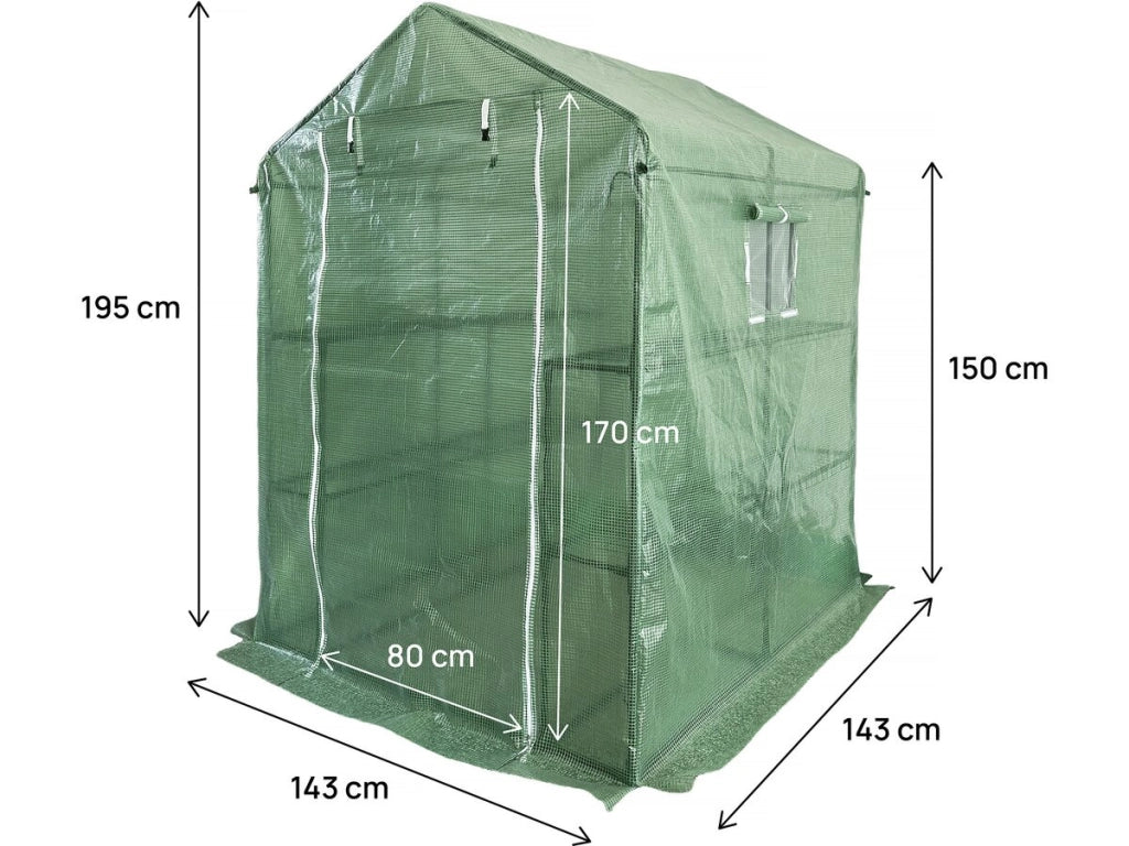 Serra per pomodori da giardino "Lys" con ripiani - 2,04 m² - 130 g - Verde