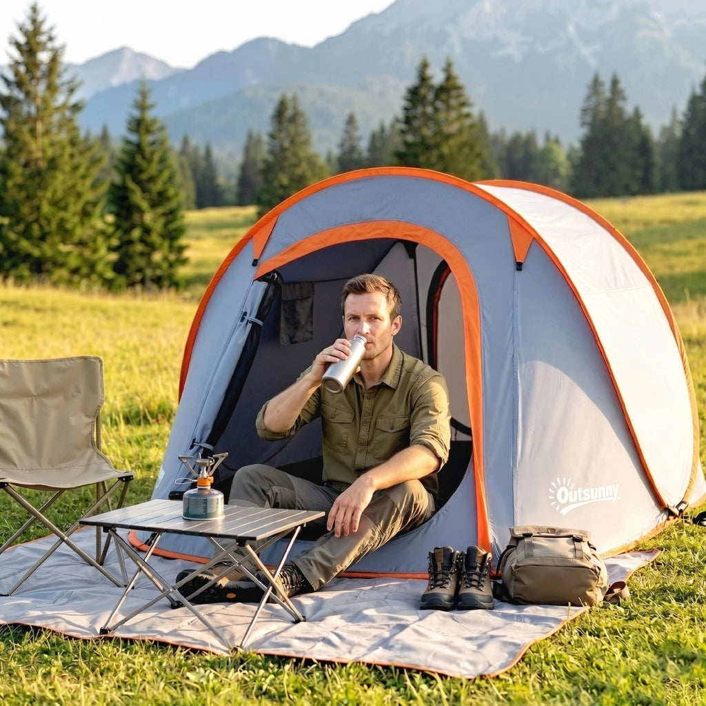 Tenda da Campeggio Pop-Up Impermeabile ¨C Xylo ¨C 245x148x105 cm, Grigio, con Borsa