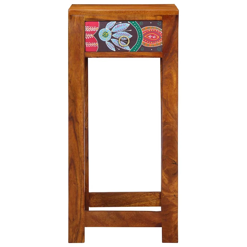 Tavolino | Tavolo laterale Floreale con cassetto Marrone 35 x 35 x 75 cm
