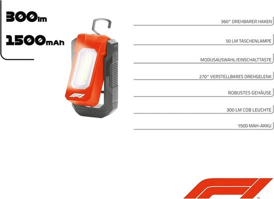 Lanterna 300 lumen con magnete - ricaricabile e rotativa - LED WL300