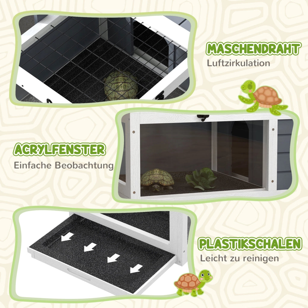 Casetta per Tartarughe con 2 Scomparti ¨C Minimal ¨C Grigio Legno