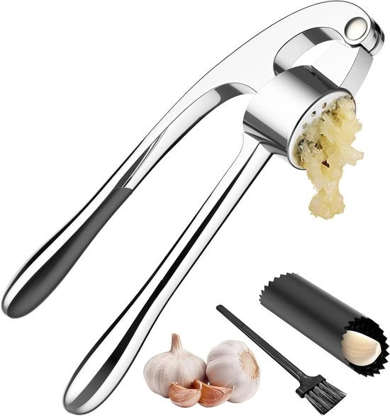 Impastatrice d'aglio professionale - Manubrio ergonomico - 3 pezzi - Argento