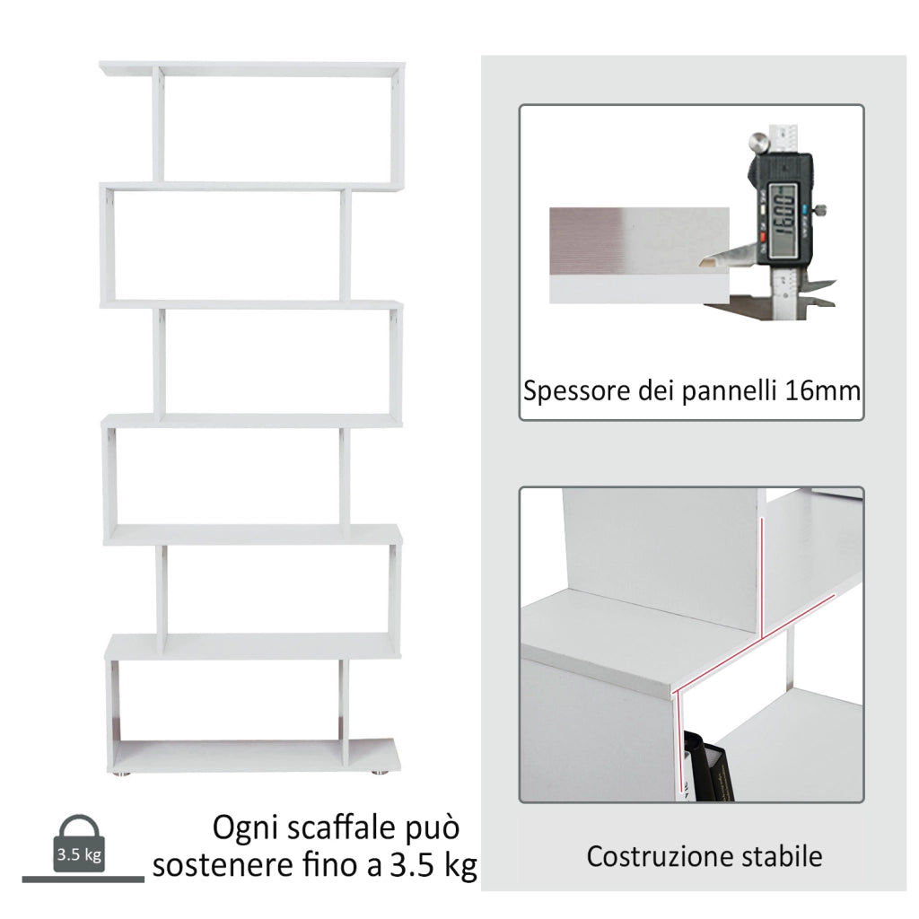 Libreria in Legno ¨C zephmum ¨C Bianco 80x24x191 cm