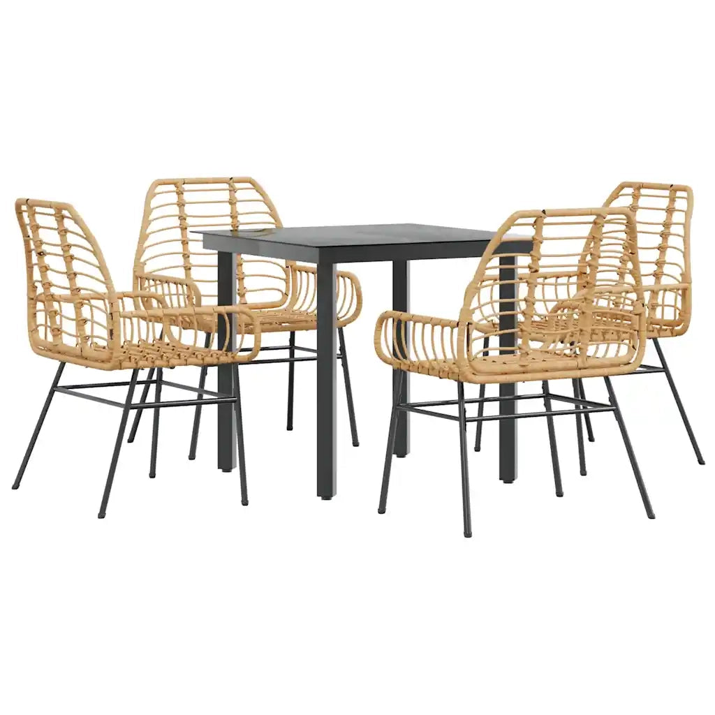 Set da Pranzo da Giardino 5pz Polyrattan Vetro 3334542