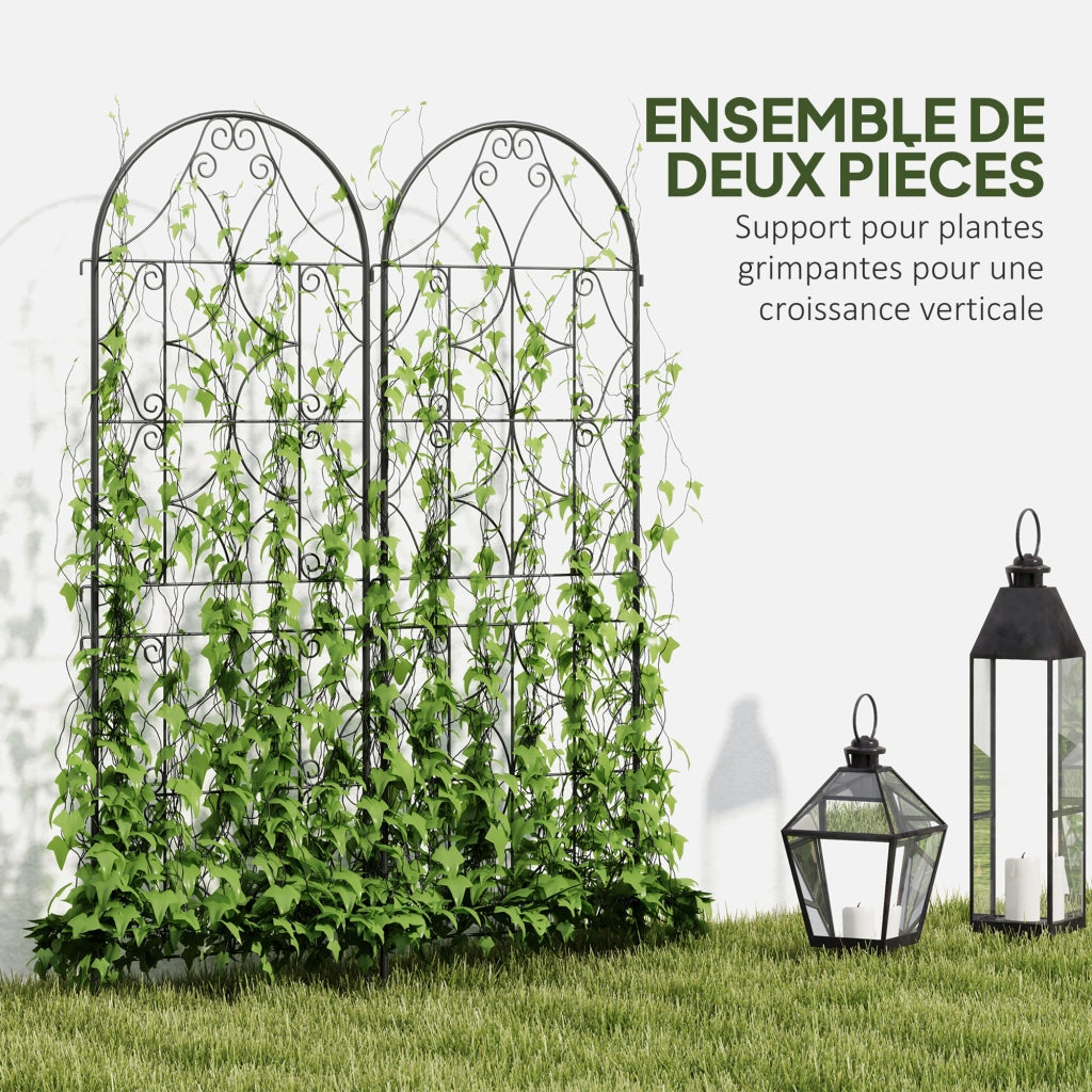 Supporto piante rampicanti ¨C Minimal ¨C 2 pezzi metallo 50x150 cm nero