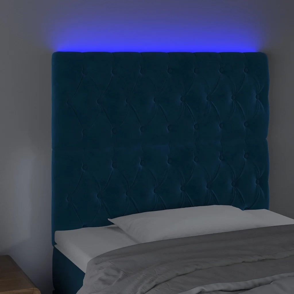 Testiera a LED-Testata con LED Blu Scuro 100x7x118/128 cm in Velluto