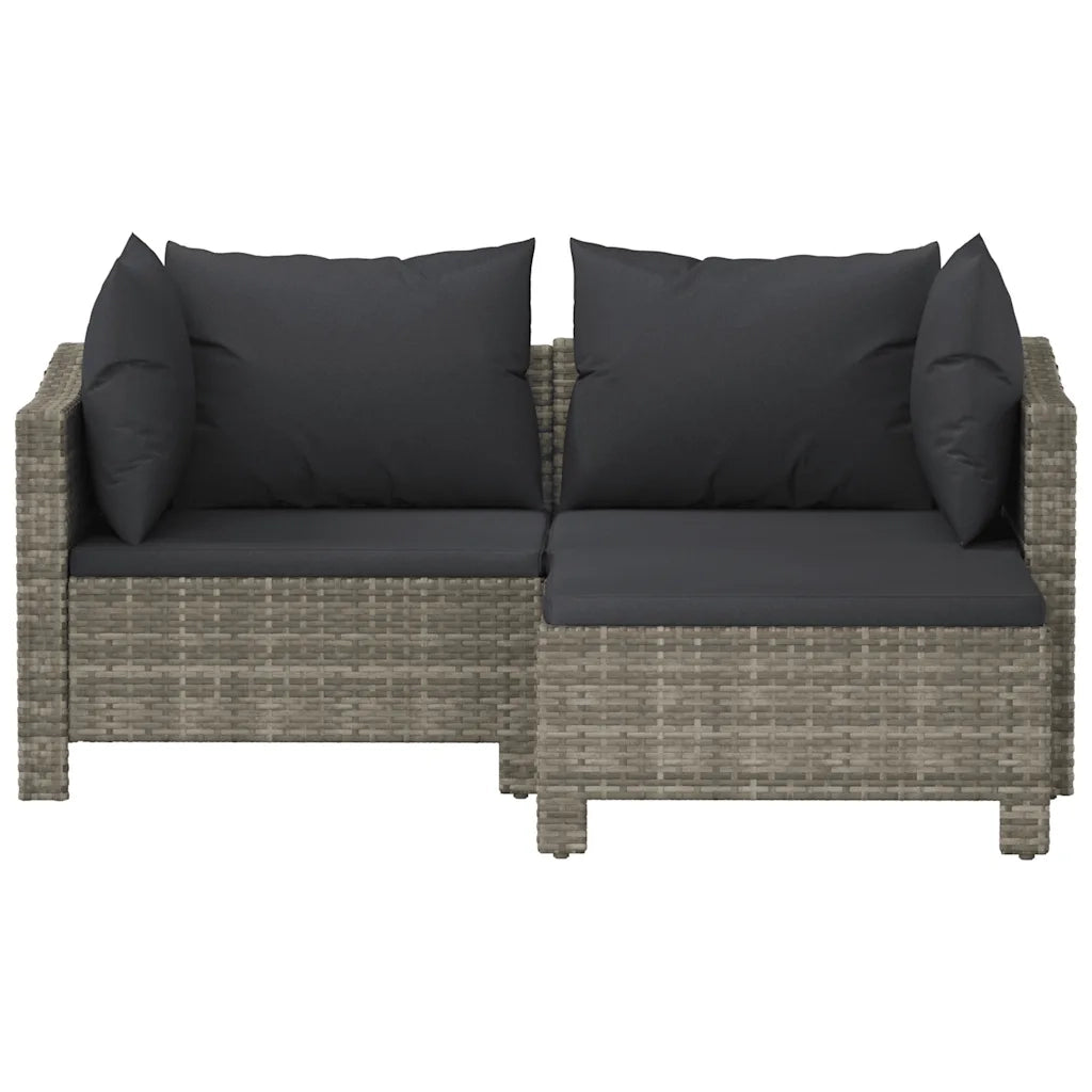 Set Divani da Giardino 3 pz con Cuscini in Polyrattan Grigio 362685