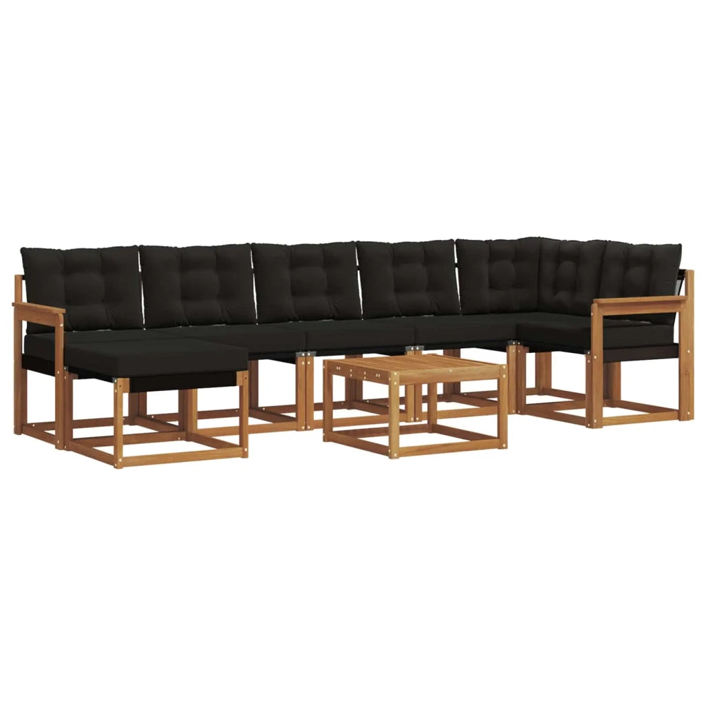 Set di divani da esterno con cuscino 8 pcs Naturale e Nero 3368899
