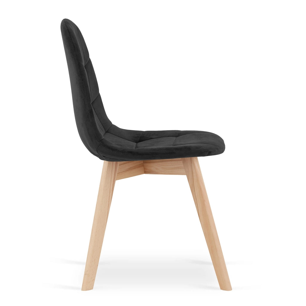 Sedia Valora NUUC in velluto nero, design ergonomico x4